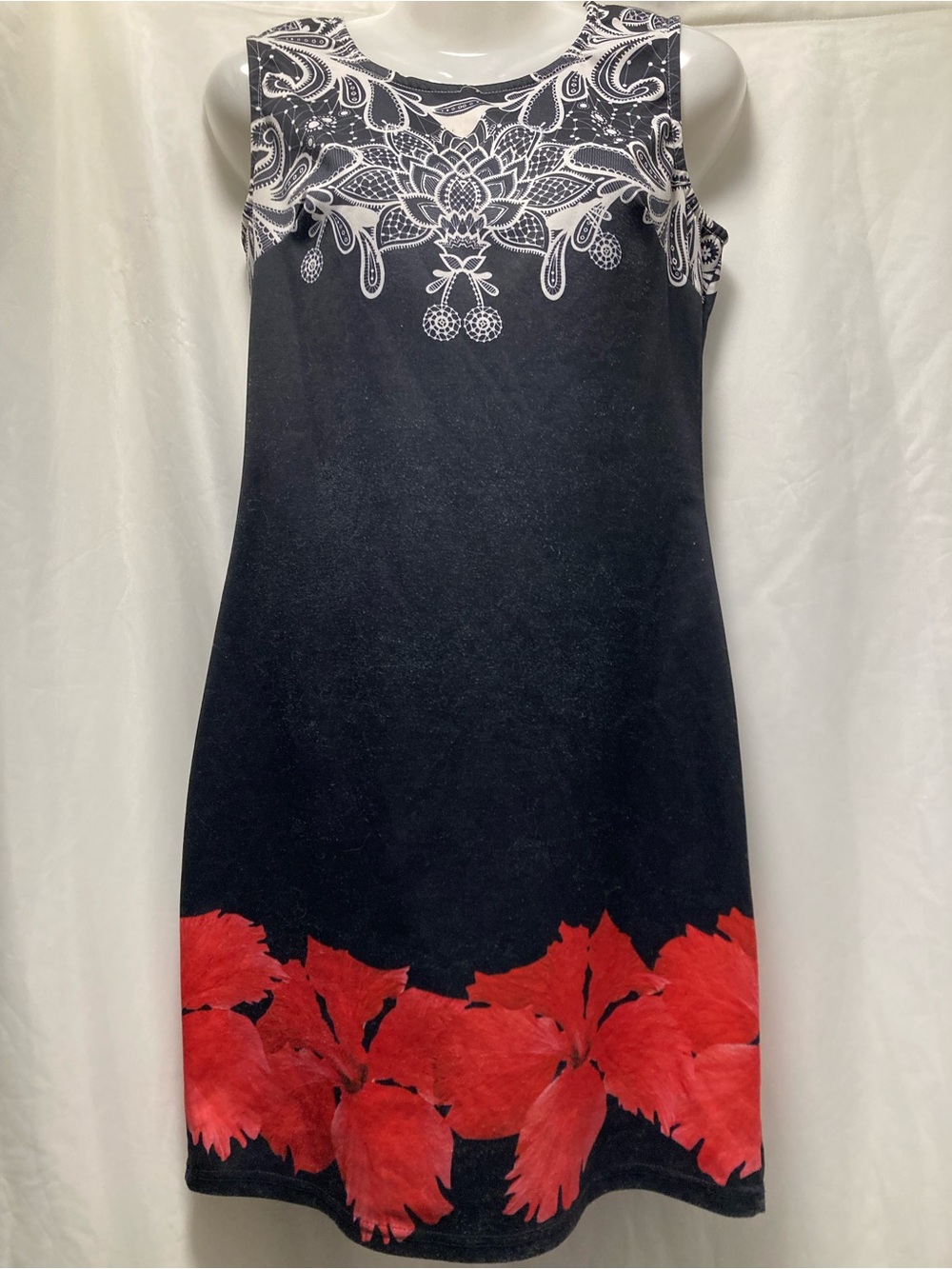 Desigual Black Floral Sleeveless Dress Size XXL